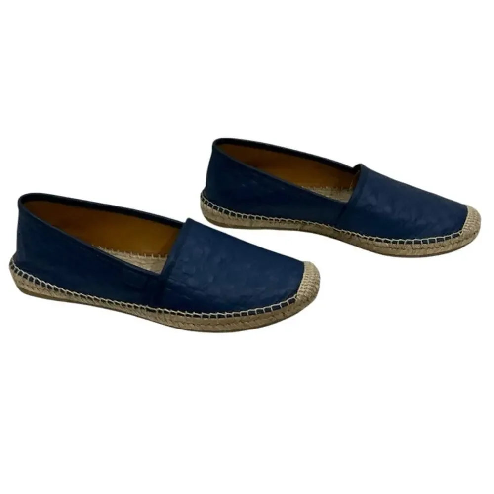 Gucci Microguccissima Blue Leather Espadrilles Size 8 GG Monogram Made in Spain - Picture 5 of 12